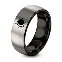 Promise Ring for Him – black & grey tungsten solar eclipse ring ring