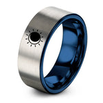 men's tungsten wedding ring – blue & grey tungsten solar eclipse ring ring