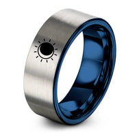 men's tungsten wedding ring – blue & grey tungsten solar eclipse ring ring