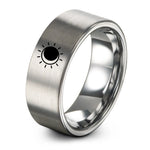 engraved ring for men – silver tungsten solar eclipse ring ring