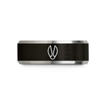 engraved band for couples – black & grey tungsten deer track wedding band