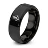 Fouled Anchor Badge – Tungsten Wedding Band, 8 mm, Black Comfort-Fit Unisex