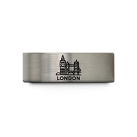 men's comfort fit ring – blue & silver tungsten london wedding band
