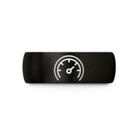 engraved ring for him – black tungsten tachometer wedding band