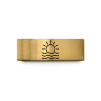unique men's promise rings – gold tungsten sun waves wedding band