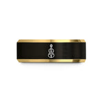 men's tungsten wedding band – black & gold tungsten violin wedding band