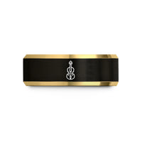 men's tungsten wedding band – black & gold tungsten violin wedding band