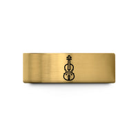 custom engraved men's band – gold tungsten violin wedding band