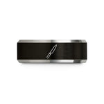engraved tungsten ring him – black & gray tungsten yanagiba knife wedding band