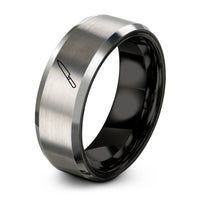 black & grey tungsten yanagiba knife ring