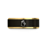 stylish rings for her – black & gold tungsten cockatoo wedding band