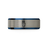 comfortable fit wedding band – blue & grey tungsten quiver arrows wedding band