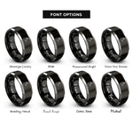 font options for inside engraving on black & silver pronghorn antelope rings
