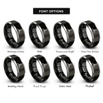 font options for inside engraving on black & silver propeller rings