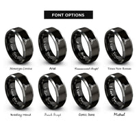 font options for inside engraving on black & silver propeller rings