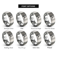 font options for inside engraving on silver propeller rings