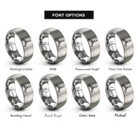 font options for inside engraving on silver propeller rings