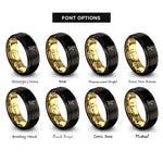 font options for inside engraving on black & gold proposal box rings
