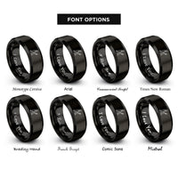 font options for inside engraving on black proposal box rings