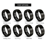 font options for inside engraving on black proposal kneeling ring rings