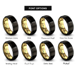 font options for inside engraving on black & gold prosecco flute rings