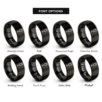 font options for inside engraving on black prosecco flute rings