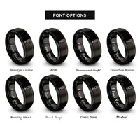 font options for inside engraving on black prosecco flute rings