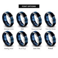 font options for inside engraving on blue & silver prosthetic hand rings