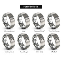 font options for inside engraving on gray prosthetic hand rings