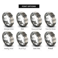 font options for inside engraving on grey prosthetic hand rings