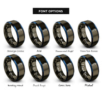 font options for inside engraving on gunmetal & blue prosthetic hand rings