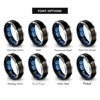 font options for inside engraving on black & blue & grey protection bindrune rings