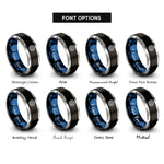 font options for inside engraving on black & blue & silver protection circle rings