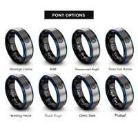 font options for inside engraving on black & blue & silver protection circle rings
