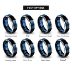 font options for inside engraving on blue & grey protection circle rings