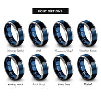 font options for inside engraving on blue & grey protection circle rings