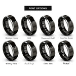 font options for inside engraving on black & gray protective gloves rings