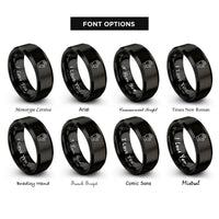 font options for inside engraving on black protective gloves rings