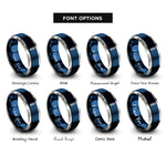 font options for inside engraving on blue & grey protein alpha helix rings