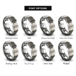 font options for inside engraving on silver protein alpha helix rings