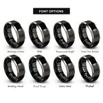 font options for inside engraving on black & grey prusik knot rings