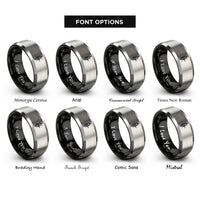 font options for inside engraving on black & grey prusik knot rings