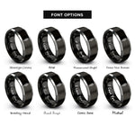 font options for inside engraving on black & silver prusik knot rings