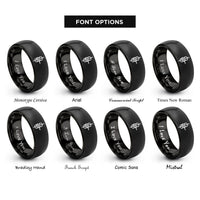 font options for inside engraving on black prusik knot rings