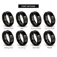 font options for inside engraving on black prusik knot rings