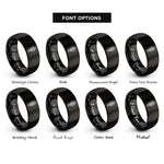 font options for inside engraving on black prusik knot rings
