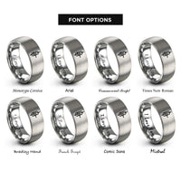 font options for inside engraving on gray prusik knot rings