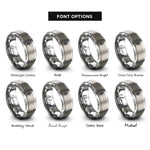 font options for inside engraving on gray prusik knot rings
