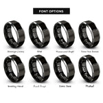 font options for inside engraving on black & grey pt rings
