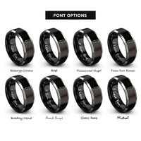 font options for inside engraving on black & grey pt rings